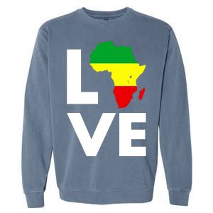 LOVE Africa Map Black History Month Garment-Dyed Sweatshirt