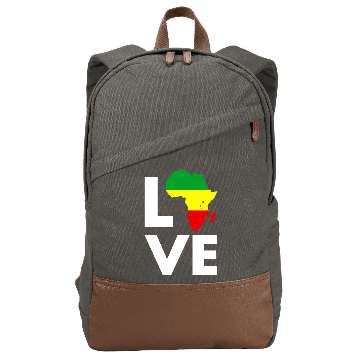 LOVE Africa Map Black History Month Cotton Canvas Backpack