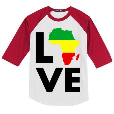 LOVE Africa Map Black History Month Kids Colorblock Raglan Jersey