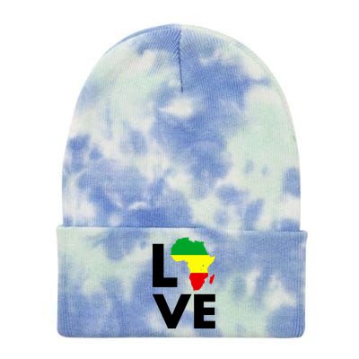 LOVE Africa Map Black History Month Tie Dye 12in Knit Beanie