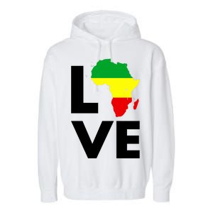 LOVE Africa Map Black History Month Garment-Dyed Fleece Hoodie