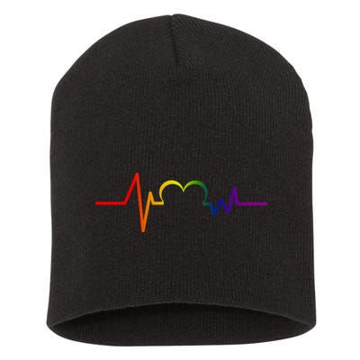 Love All Gay Pride Heart Pulse Short Acrylic Beanie