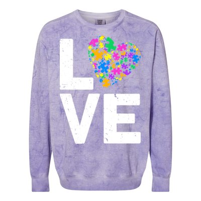 Love Autism Heart Colorblast Crewneck Sweatshirt