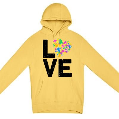 Love Autism Heart Premium Pullover Hoodie