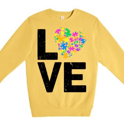 Love Autism Heart Premium Crewneck Sweatshirt