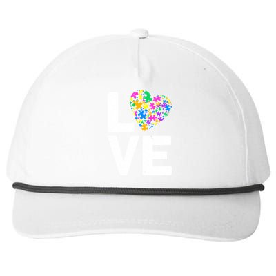 Love Autism Heart Snapback Five-Panel Rope Hat