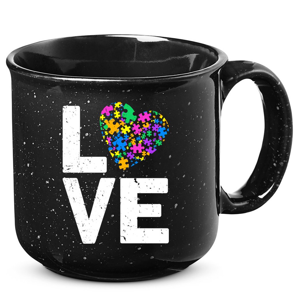 Love Autism Heart 15oz Campfire Ceramic Mug
