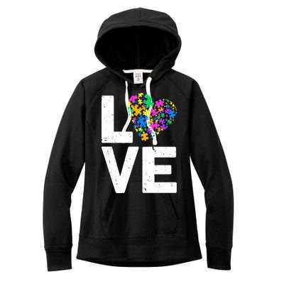 Love Autism Heart Women's Fleece Hoodie