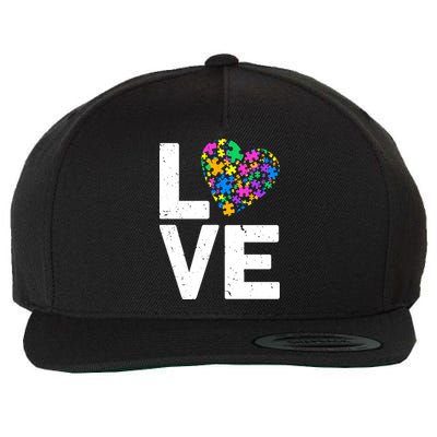 Love Autism Heart Wool Snapback Cap