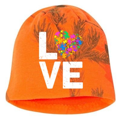 Love Autism Heart Kati - Camo Knit Beanie