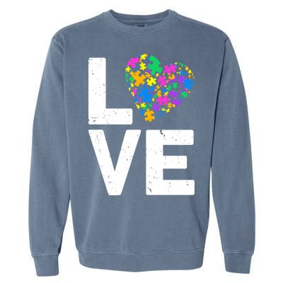 Love Autism Heart Garment-Dyed Sweatshirt