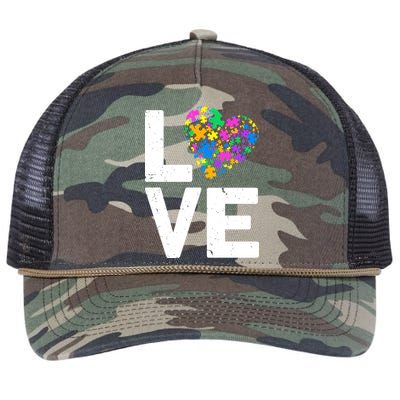 Love Autism Heart Retro Rope Trucker Hat Cap