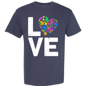 Love Autism Heart Garment-Dyed Heavyweight T-Shirt