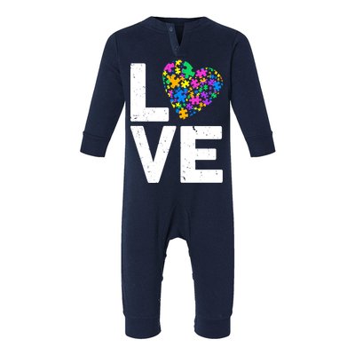 Love Autism Heart Infant Fleece One Piece