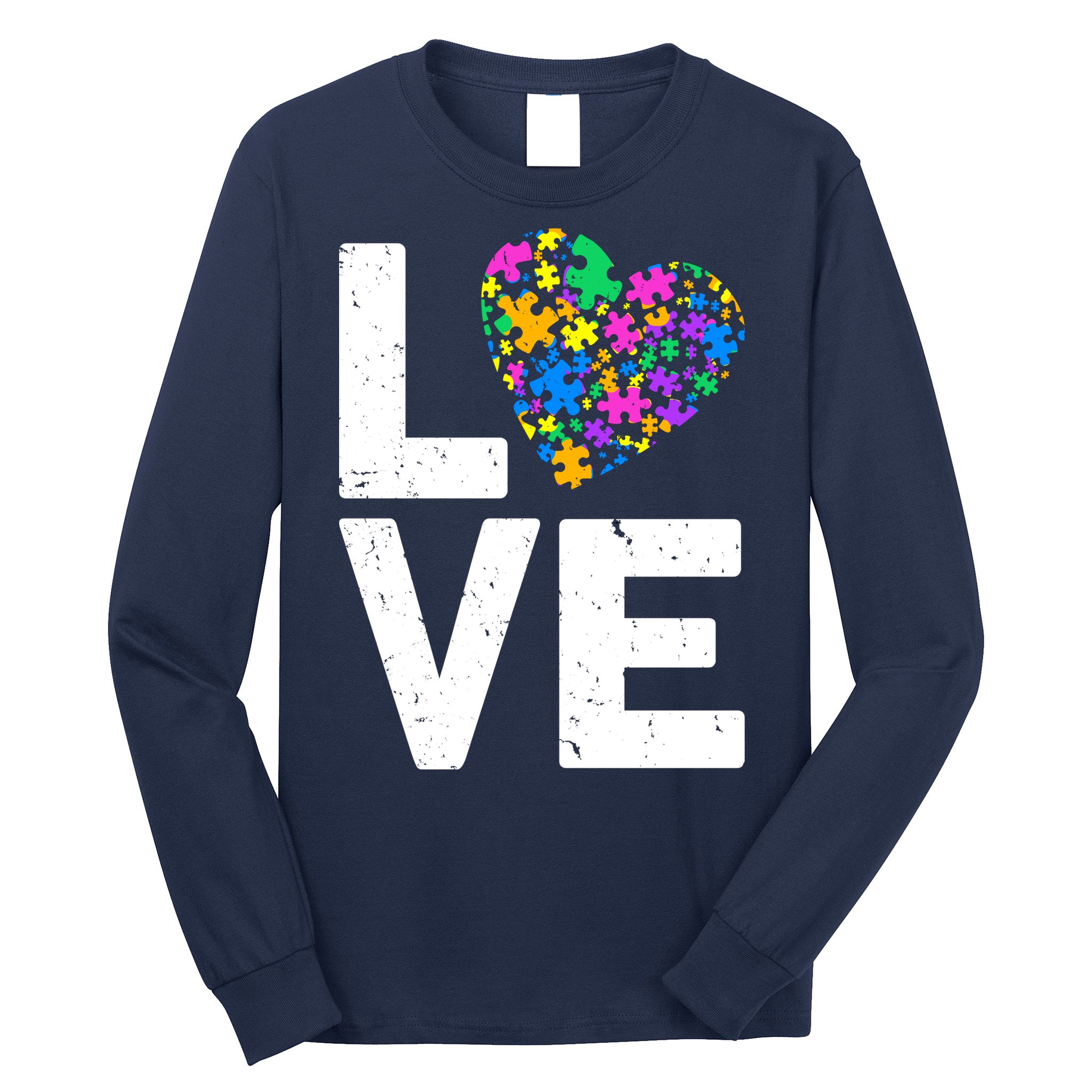 Love Autism Heart Long Sleeve Shirt