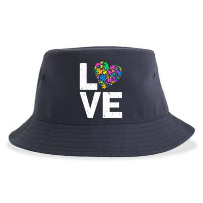 Love Autism Heart Sustainable Bucket Hat