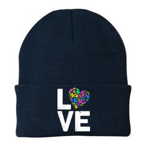 Love Autism Heart Knit Cap Winter Beanie