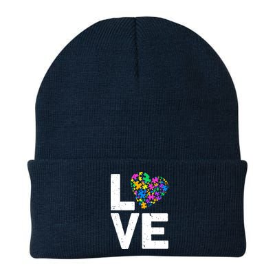 Love Autism Heart Knit Cap Winter Beanie