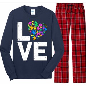 Love Autism Heart Long Sleeve Pajama Set