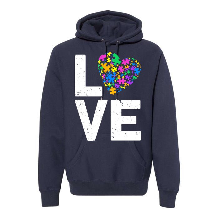 Love Autism Heart Premium Hoodie