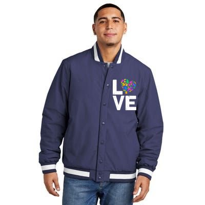 Love Autism Heart Insulated Varsity Jacket