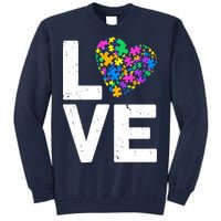 Love Autism Heart Tall Sweatshirt