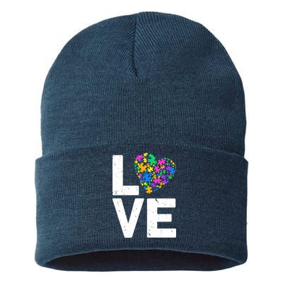 Love Autism Heart Sustainable Knit Beanie