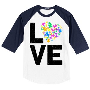 Love Autism Heart Baseball Sleeve Shirt