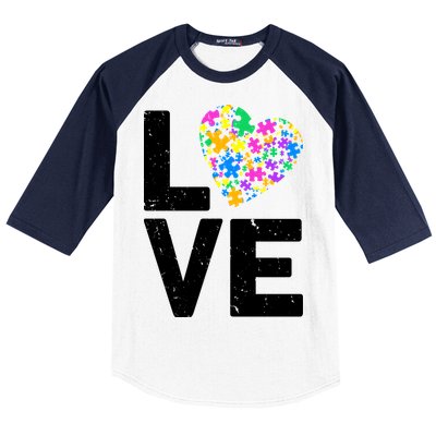 Love Autism Heart Baseball Sleeve Shirt