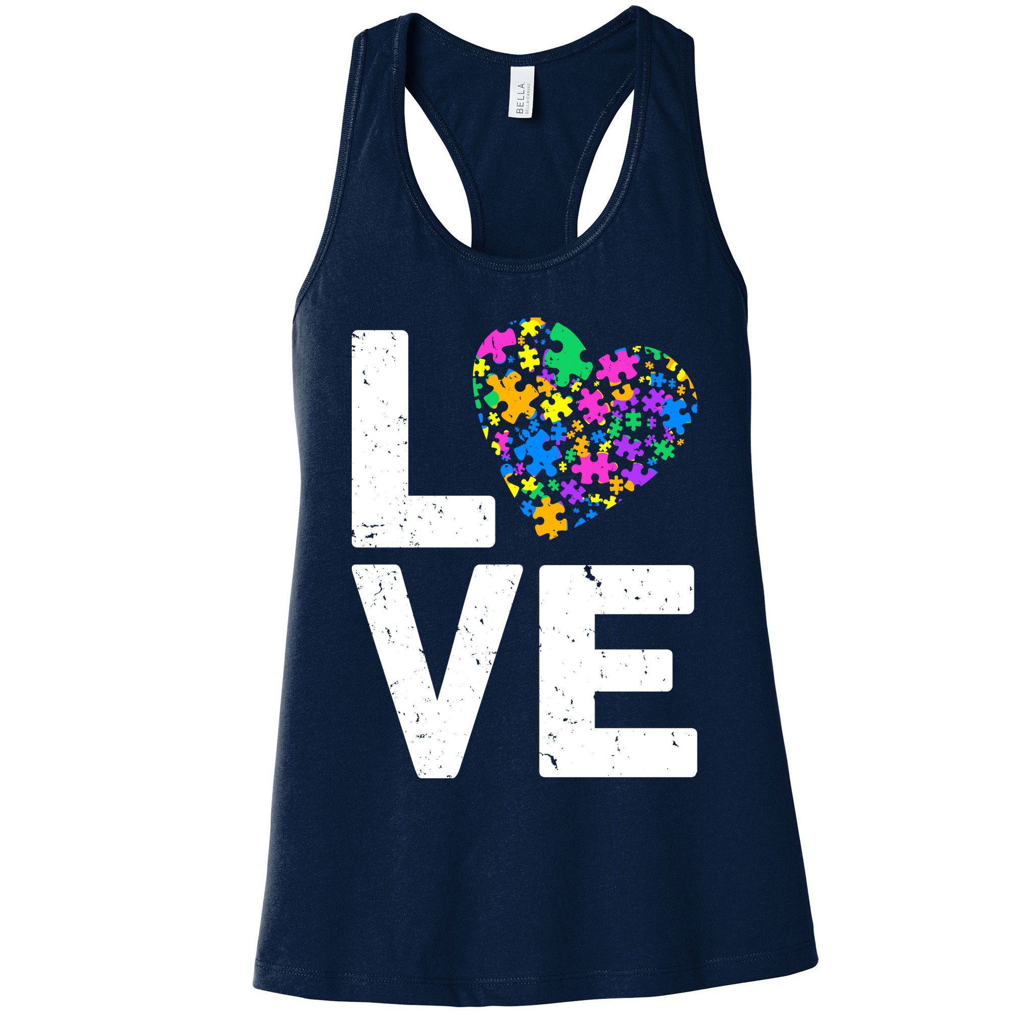 Love Autism Heart Womens Tank Top
