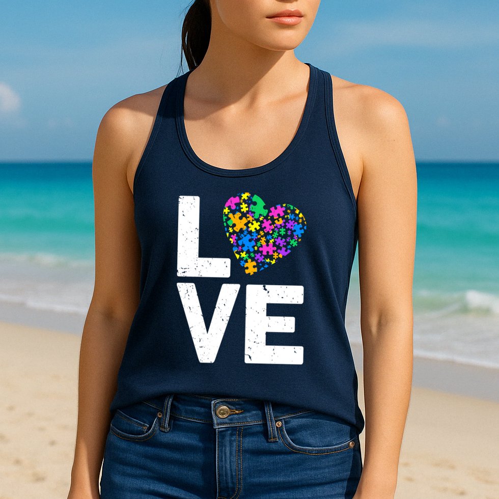 Love Autism Heart Womens Tank Top