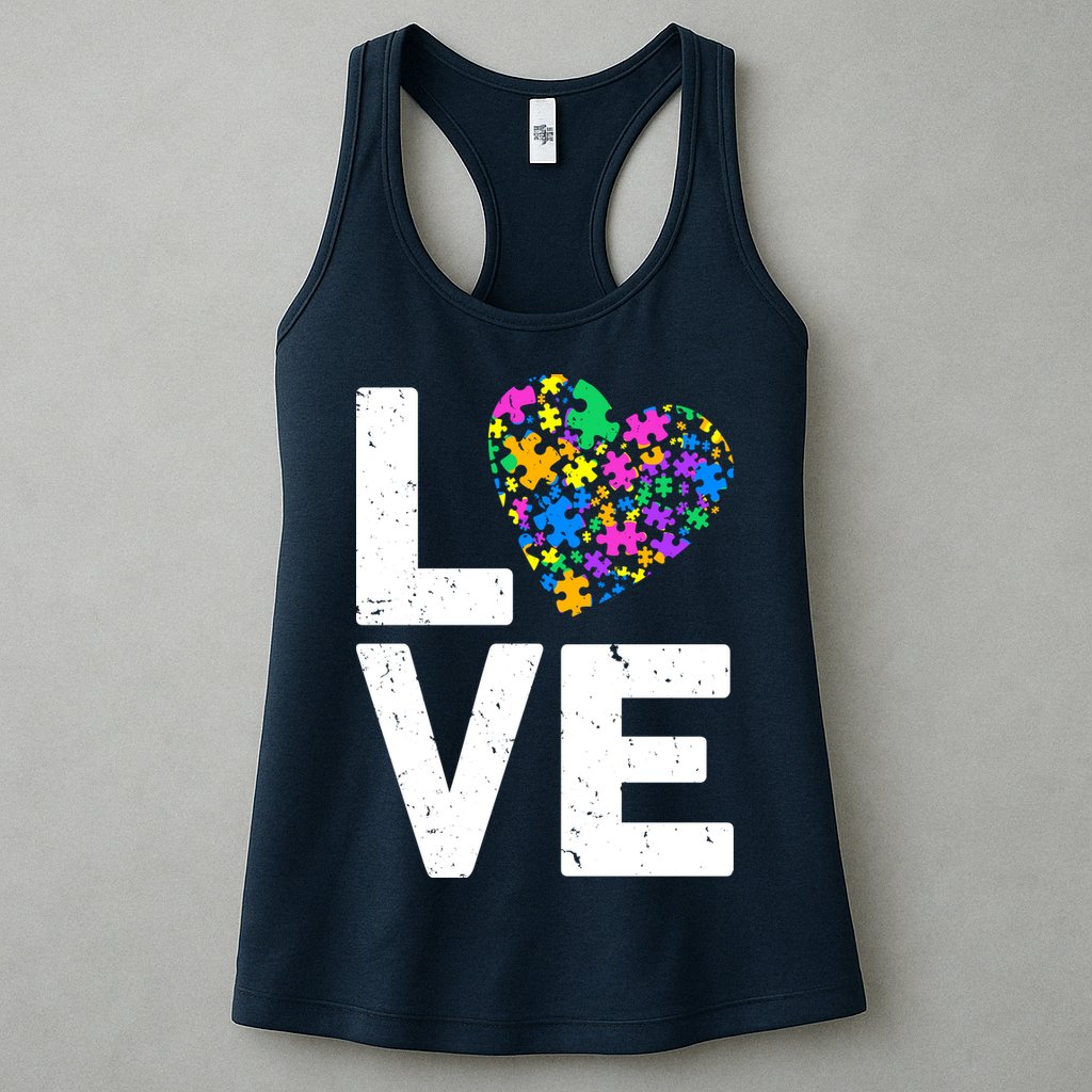 Love Autism Heart Womens Tank Top