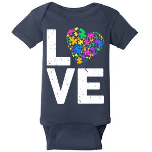 Love Autism Heart Baby Bodysuit