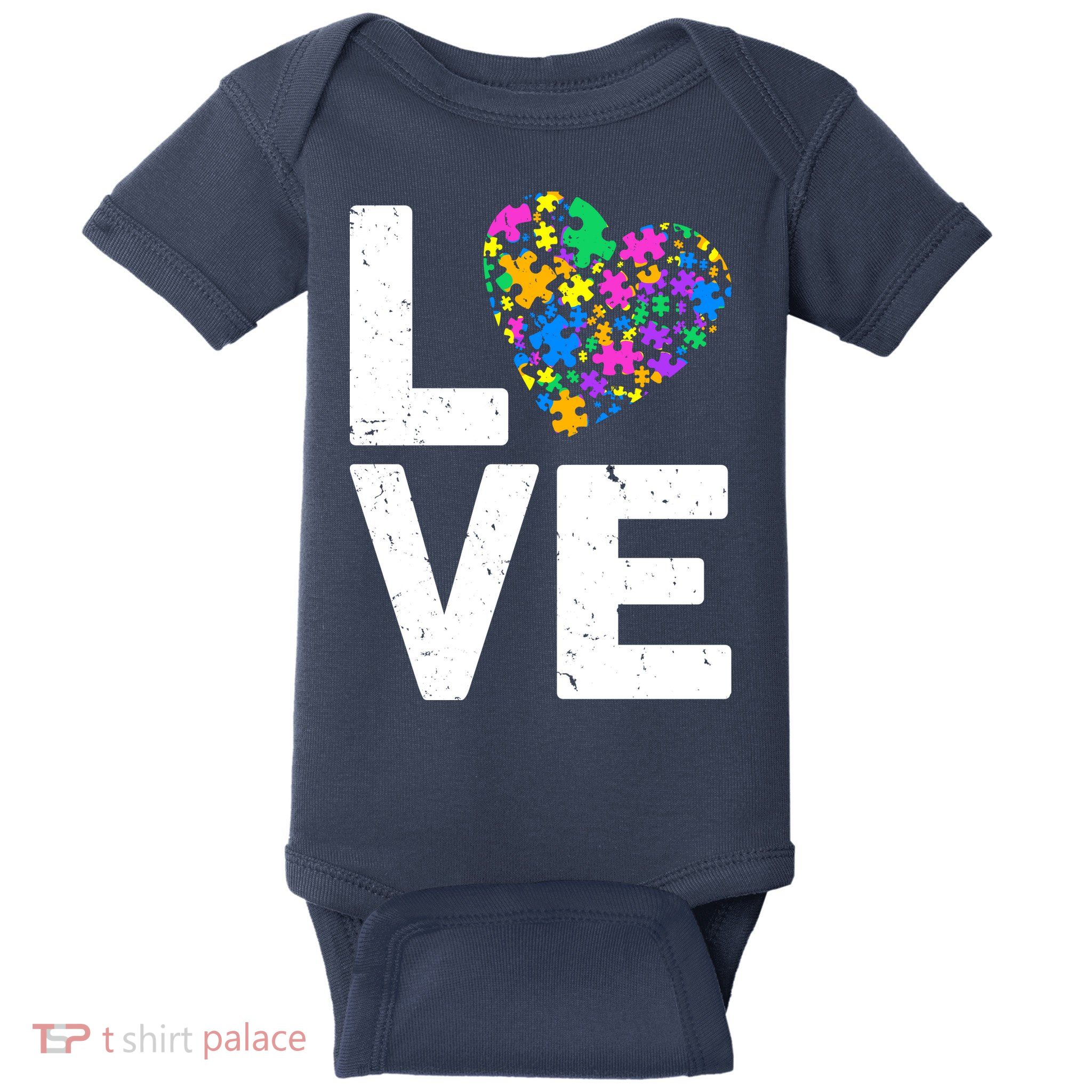 Love Autism Heart Baby Bodysuit
