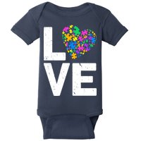 Love Autism Heart Baby Bodysuit