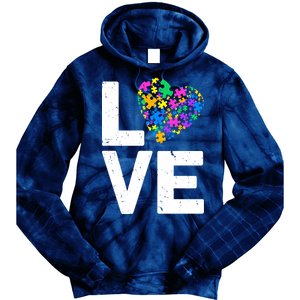 Love Autism Heart Tie Dye Hoodie