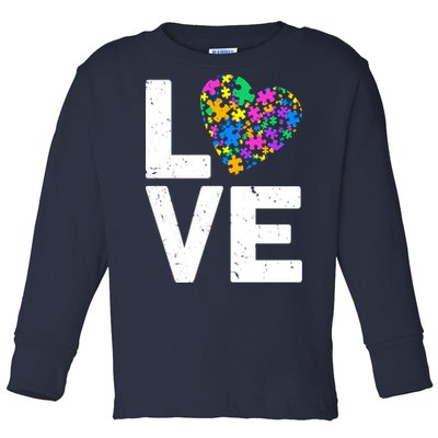 Love Autism Heart Toddler Long Sleeve Shirt