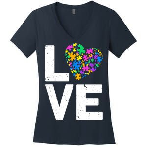 Love Autism Heart Women's V-Neck T-Shirt