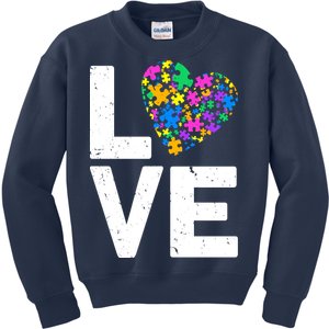 Love Autism Heart Kids Sweatshirt