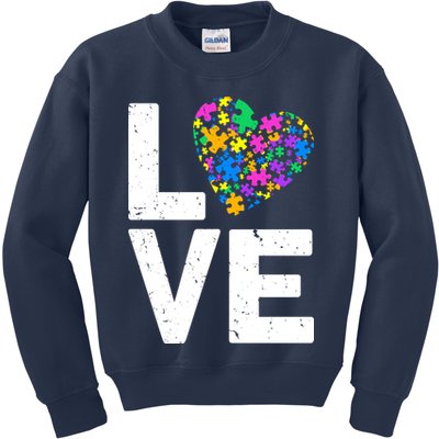 Love Autism Heart Kids Sweatshirt