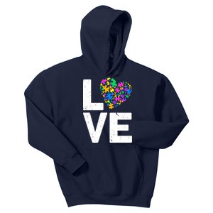 Love Autism Heart Kids Hoodie