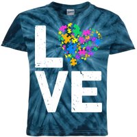 Love Autism Heart Kids Tie-Dye T-Shirt