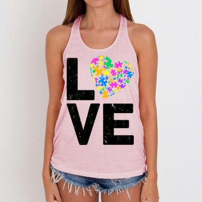 Love Autism Heart Women's Knotted Racerback Tank