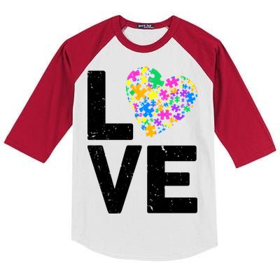 Love Autism Heart Kids Colorblock Raglan Jersey