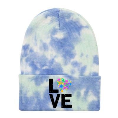 Love Autism Heart Tie Dye 12in Knit Beanie