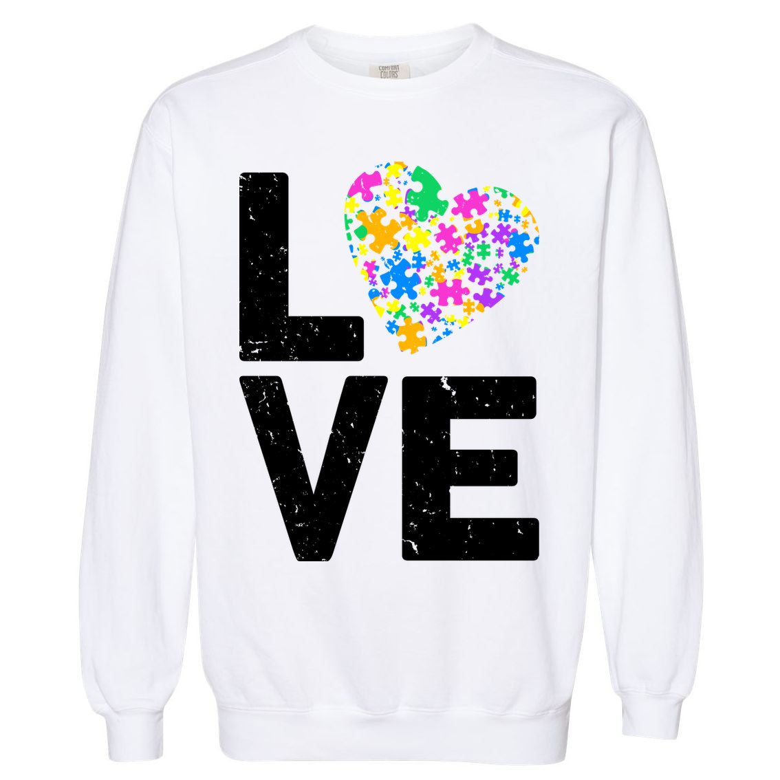 Love Autism Heart Garment-Dyed Sweatshirt
