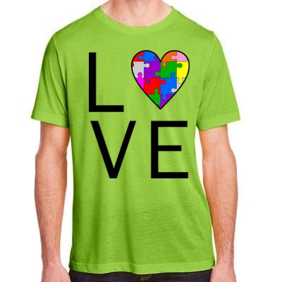 Love Autism Heart Puzzle Pieces Adult ChromaSoft Performance T-Shirt