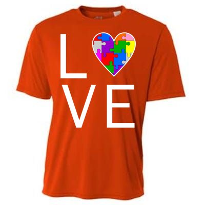 Love Autism Heart Puzzle Pieces Cooling Performance Crew T-Shirt