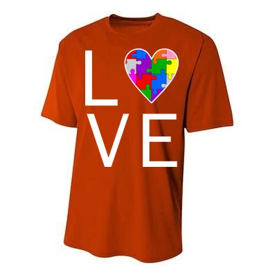 Love Autism Heart Puzzle Pieces Performance Sprint T-Shirt