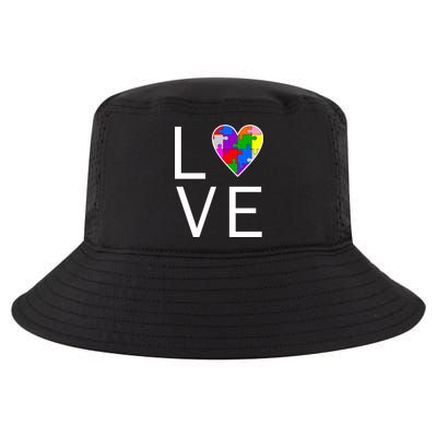 Love Autism Heart Puzzle Pieces Cool Comfort Performance Bucket Hat